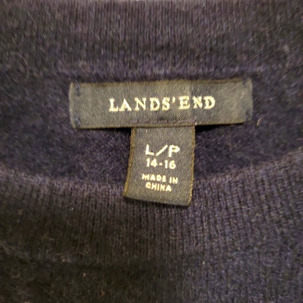 Lands' End, Sweater, 100% Cashmere, Long Sleeve, Soft, Navy Blue,Women L/P 14-16 - Picture 3 of 4